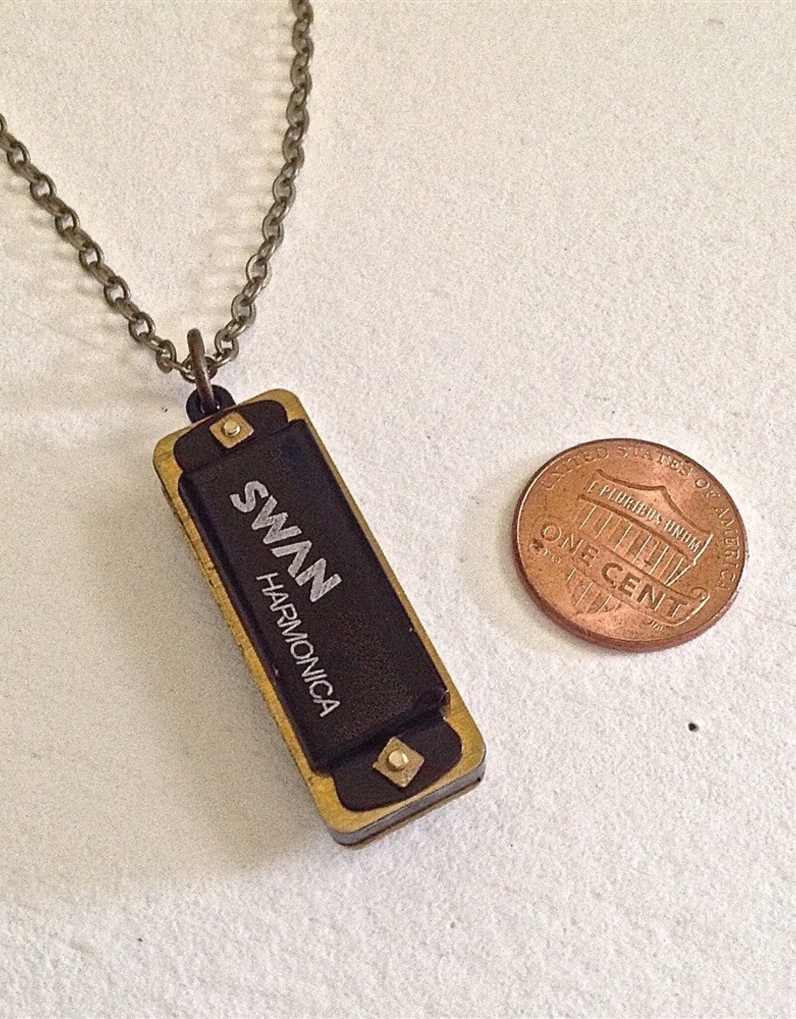 "The Key of C" Miniature Swan Harmonica Necklace