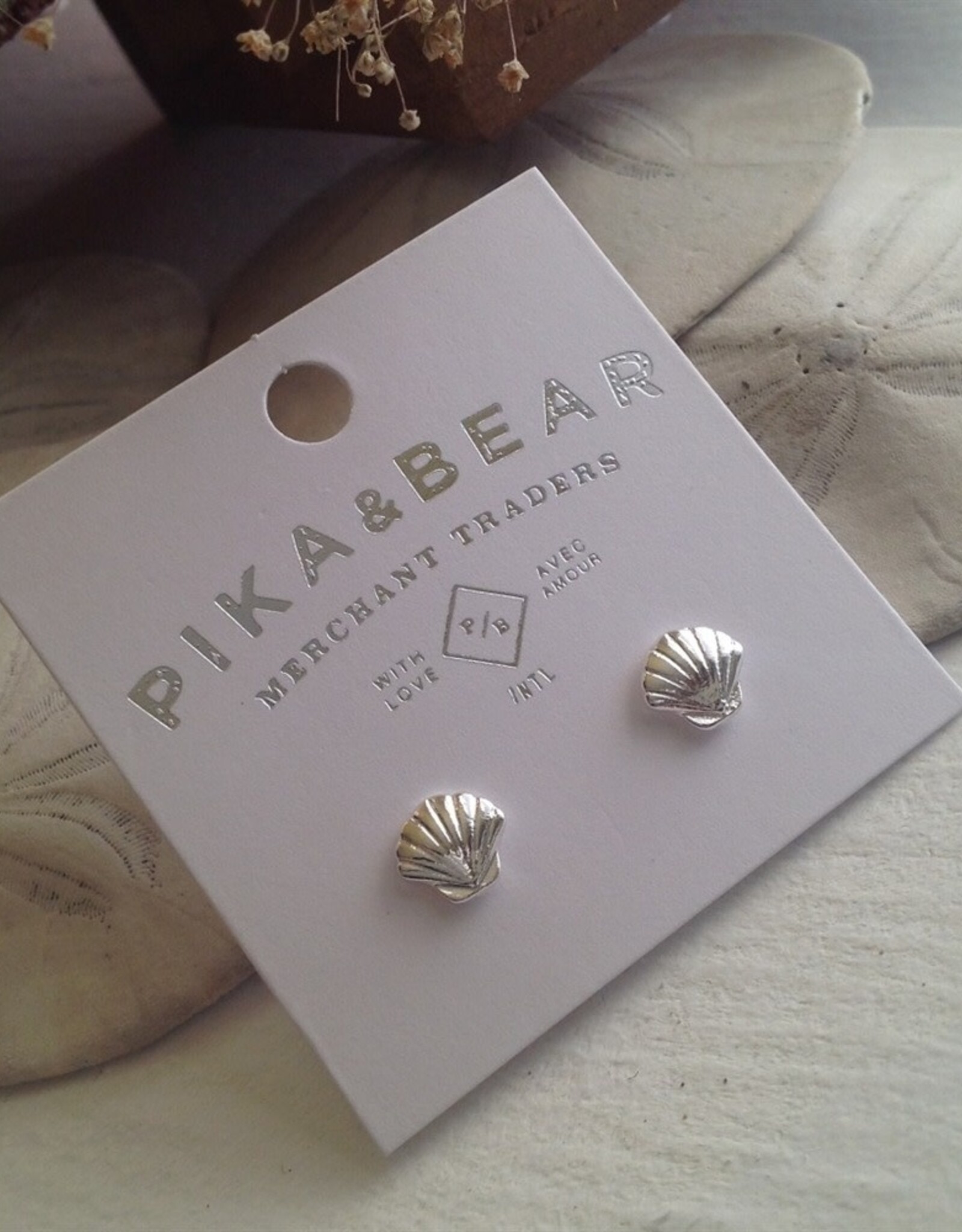 "Amatheia" Silver Seashell Stud Earrings