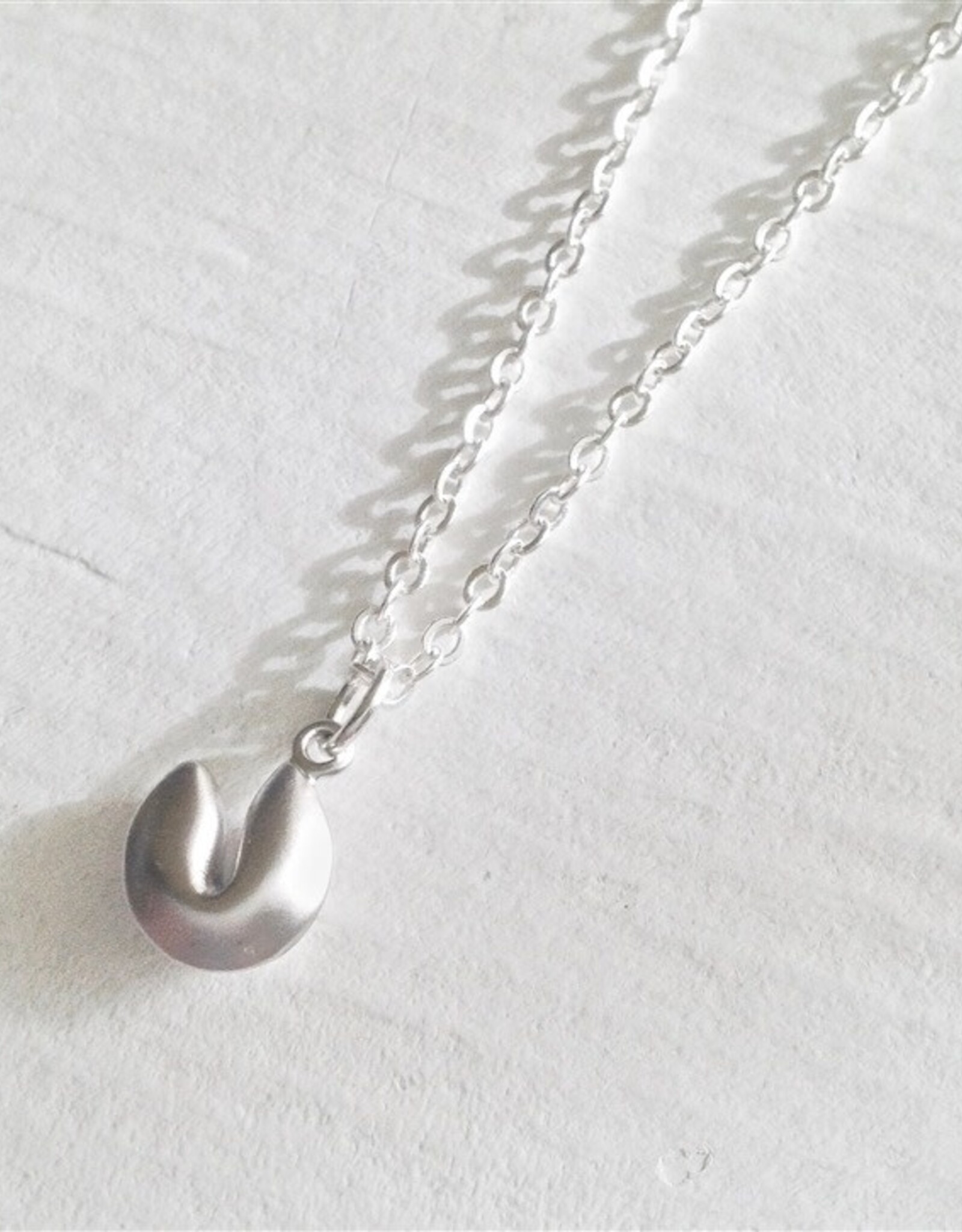 "Benky" Silver Tiny Fortune Cookie Charm Necklace