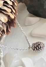 "Fesen" Silver Pinecone Charm Necklace