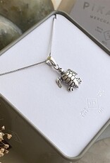 "Gamera" Oxidized Sterling Silver Turtle Charm Necklace