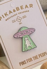 "Coming or Going?" UFO Cat Lapel Pin