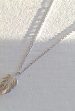 "Monstera" Silver Leaf Charm Necklace
