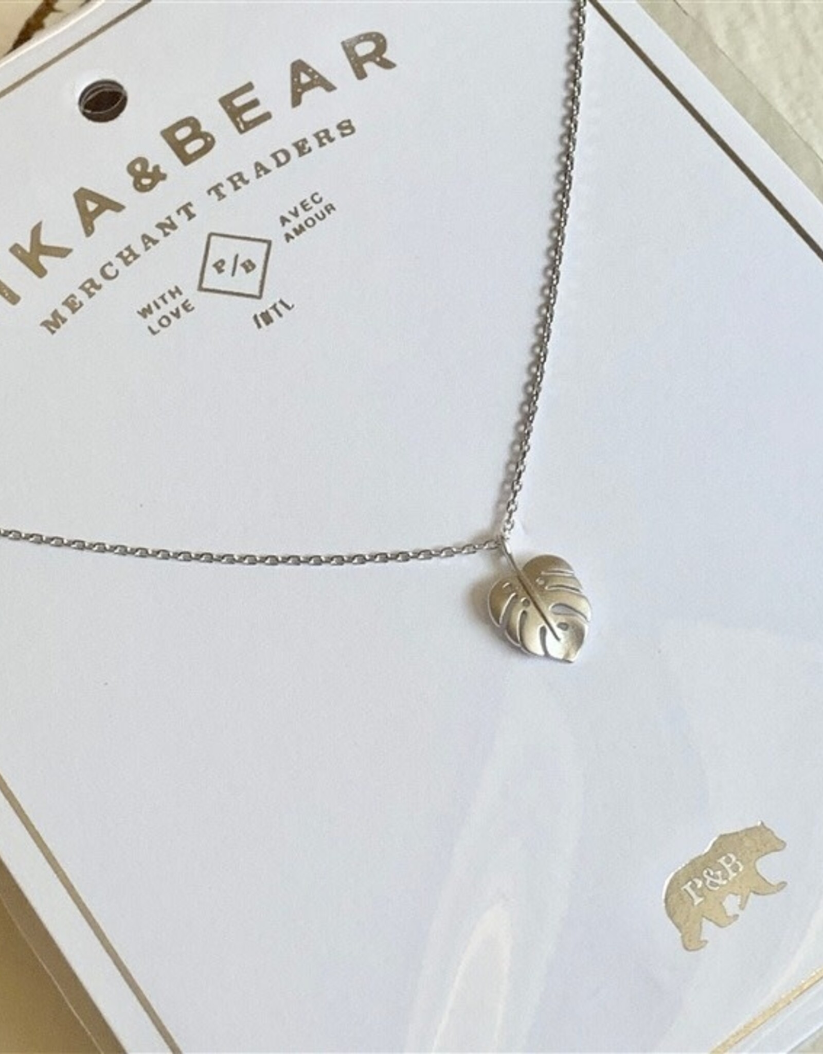 "Monstera" Silver Leaf Charm Necklace