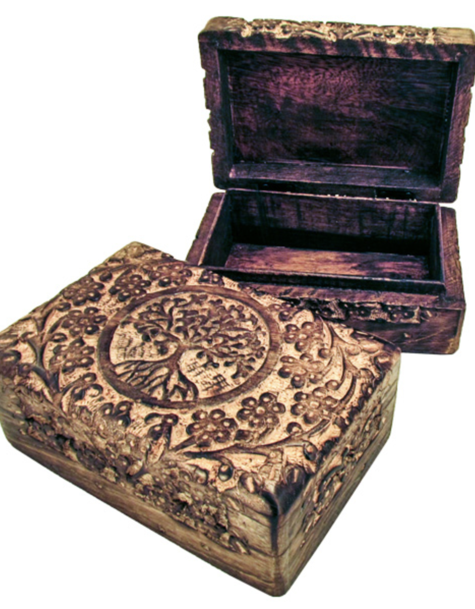 Carved Wood Box - Tree of Life