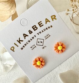 "Bellis" Porcelain Daisy Stud Earrings in Orange