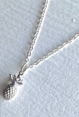 "Aloha" Tiny Pineapple Charm Necklace in Silver