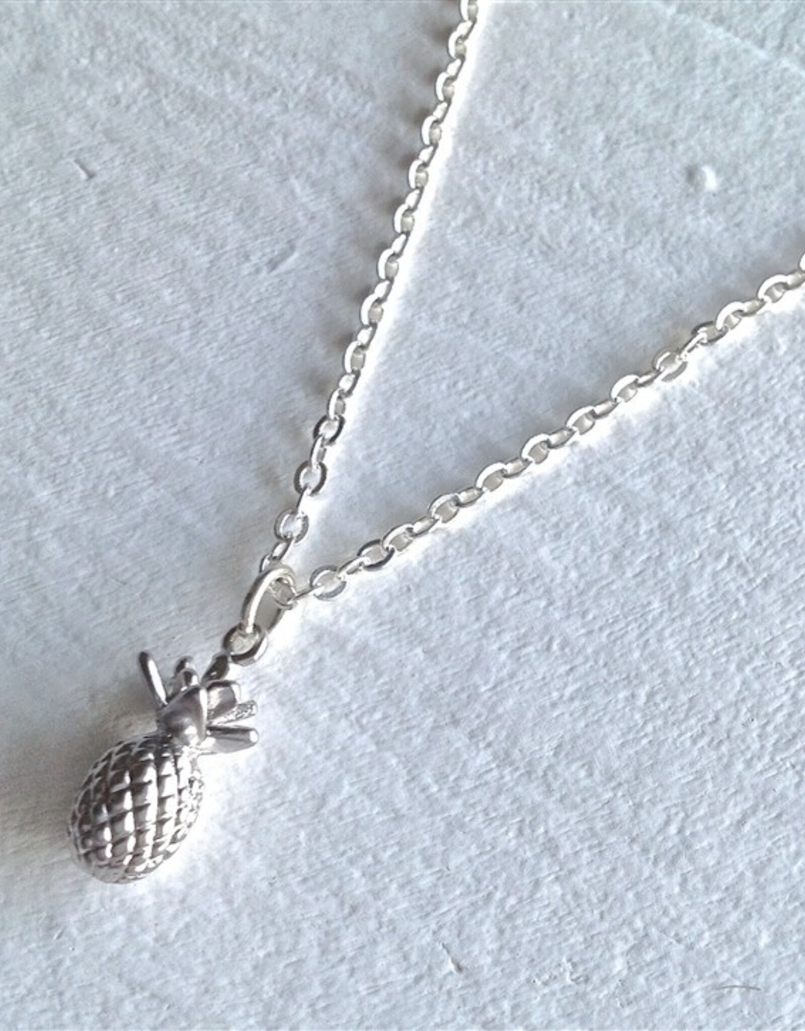 "Aloha" Tiny Pineapple Charm Necklace in Silver