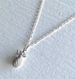 "Aloha" Tiny Pineapple Charm Necklace in Silver