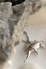 "O'Connor" Tiny Stegosaurus Charm Necklace - Silver