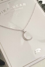 "La Lune" Rhinestone Moon Charm Necklace in Silver "La Lune" Rhinestone Moon Charm Necklace in Silver