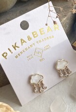 "Wilhelm" Mother of Pearl Cloud Earrings with Rhinestone Drops