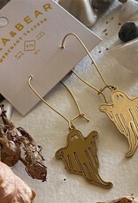 "Spectre" Terrifying Ghost Kidney Wire Drop Earrings in Raw Brass