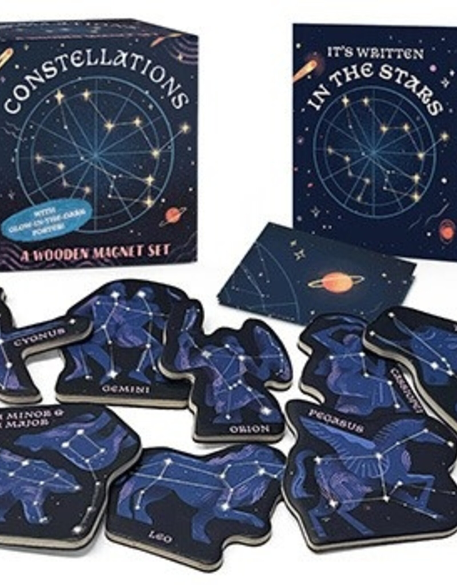 Constellations - A Wooden Magnet Set with Glow-In-The-Dark Poster