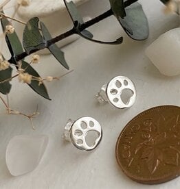 "Paws" Paw Print Silhouette Earring in Sterling Silver