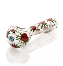 Red Eye Glass 4.5" Roses & Weed Hand Pipe