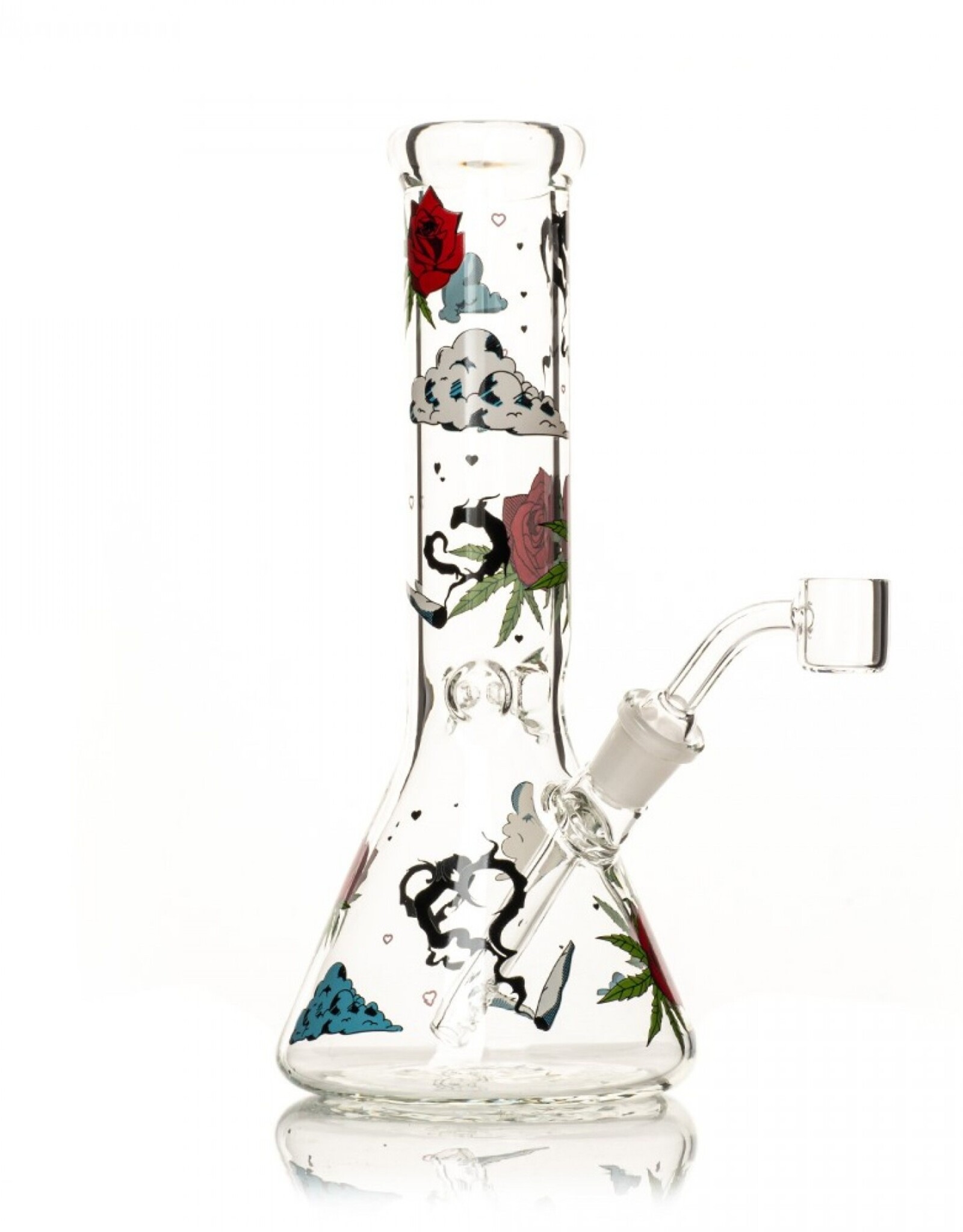 Red Eye Glass 8.5" Roses & Weed Rig by Red Eye Glass