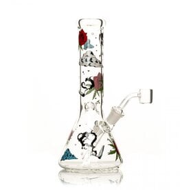 Red Eye Glass 8.5" Roses & Weed Rig by Red Eye Glass