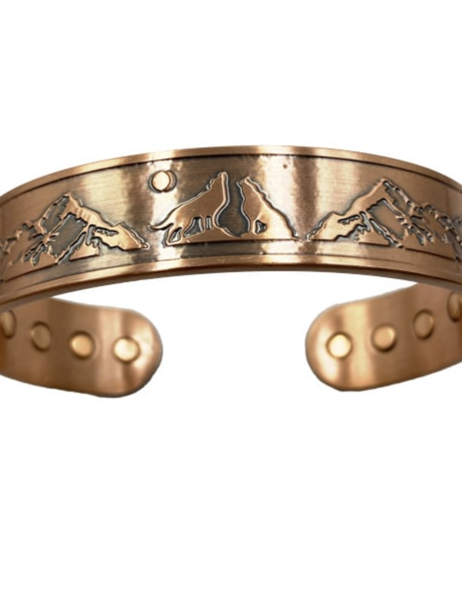 Wolf & Mountains Magnetic Copper Bangle
