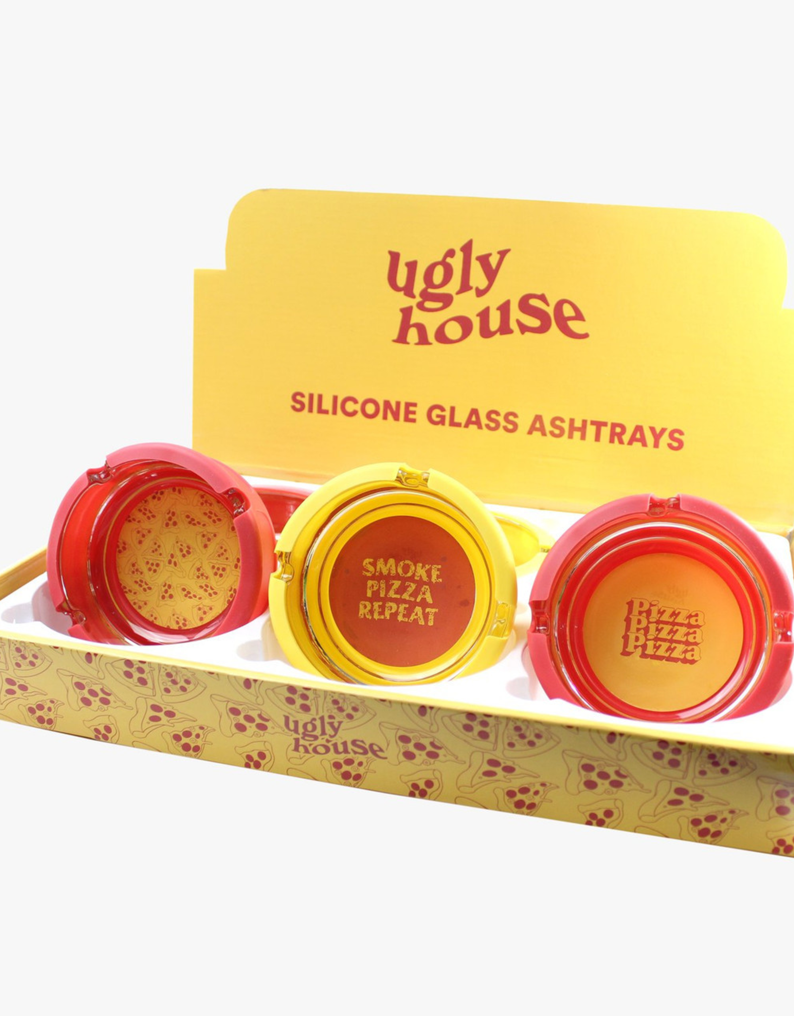 Ugly House Silicone & Glass 4" Ashtray - Pizza