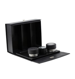 Myster Stashtray Bundle - Black - Includes Black Rolling Tray, Strain Container, 4 Pc Grinder, Ashtray and Stashbox