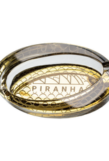 Piranha Gold Glass Ashtray | Oval Slant | Scales Pattern