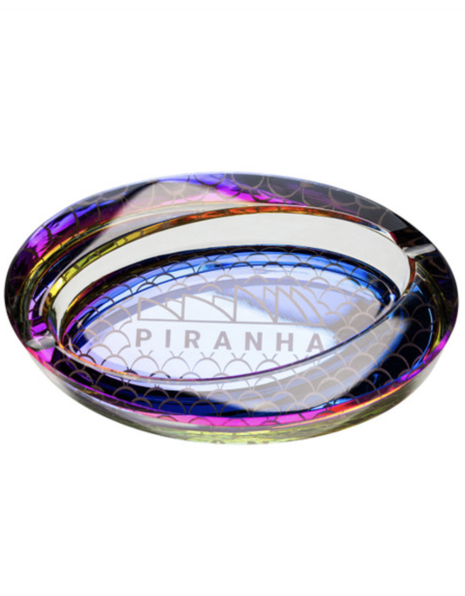 Piranha Rainbow Glass Ashtray | Oval Slant | Scales Pattern