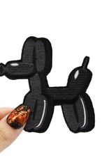 Black Balloon Dog Iron-On Embroidered Patch