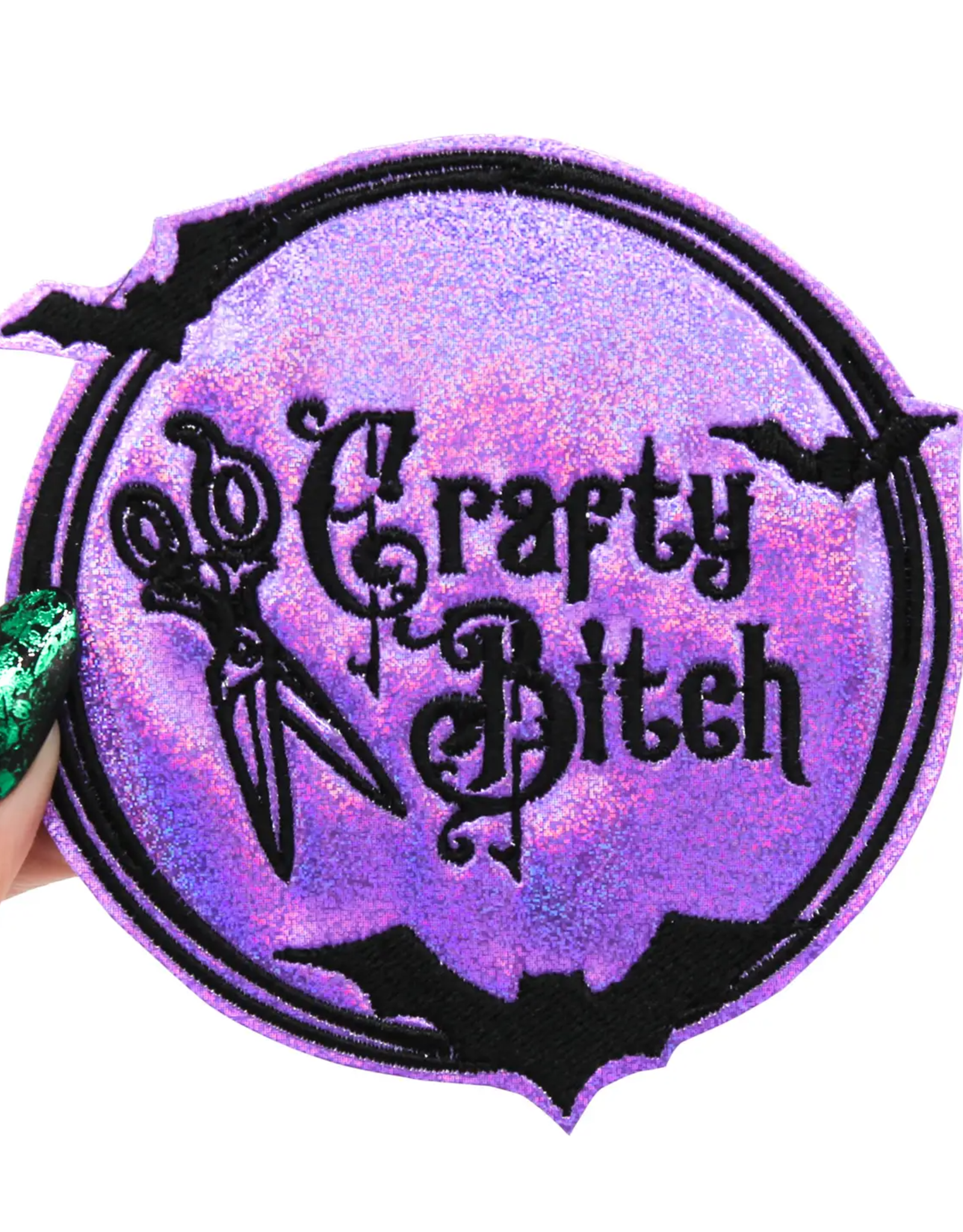 Crafty Bitch Purple Holographic Glitter Vinyl Iron On Patch