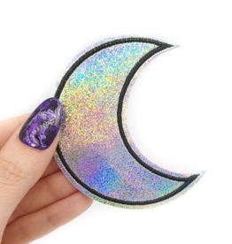 Holographic Glitter Crescent Moon Vinyl Iron On Patch