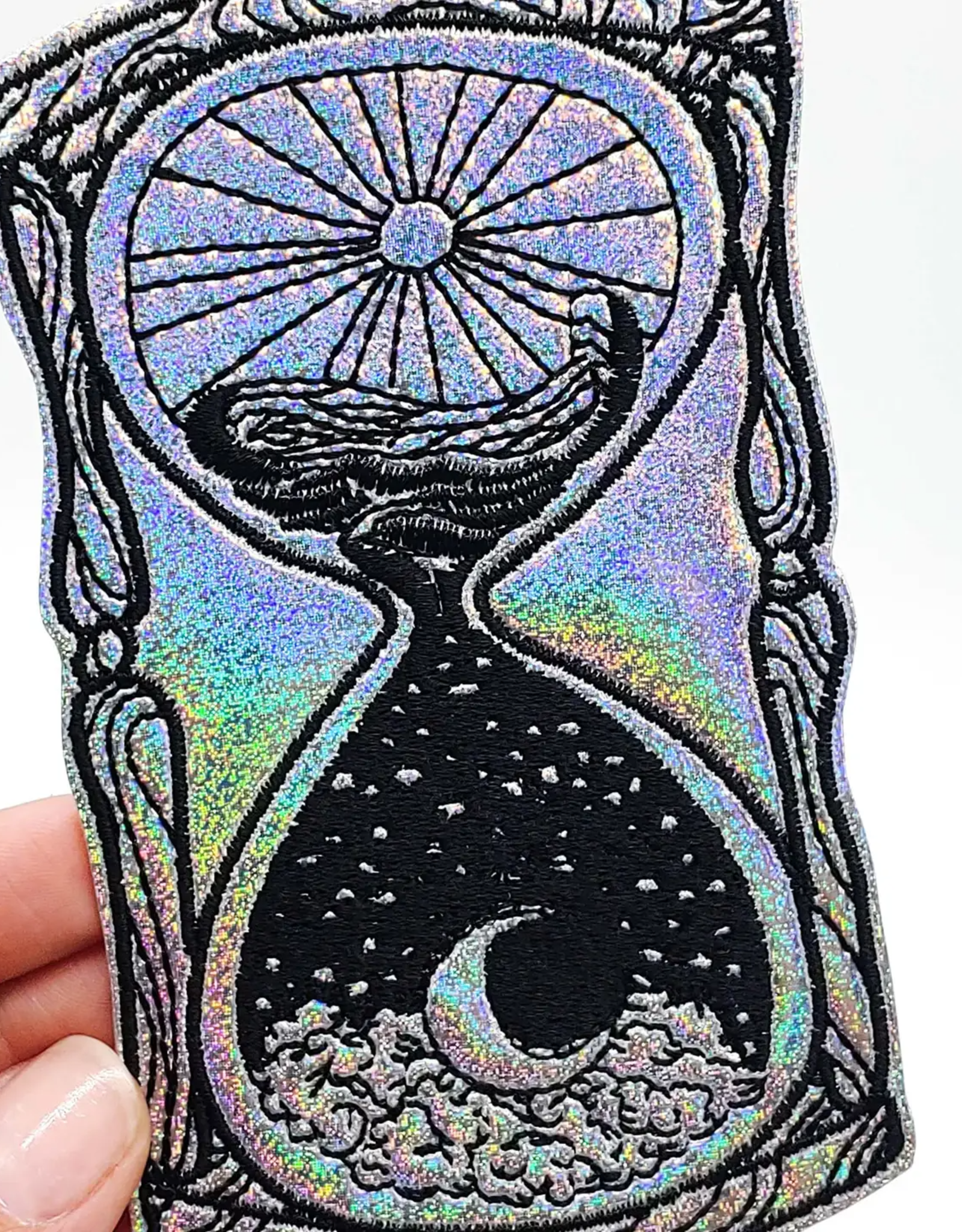 Large Sun & Moon Hourglass Holographic Glitter Vinyl Patch