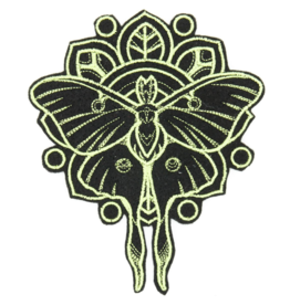 Mystique Luna Moth Large Black and Green Iron On Patch