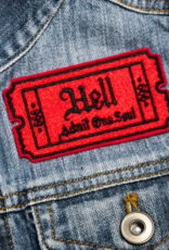 Red Hell Admit One Soul 666 Gothic Iron On Embroidered Patch