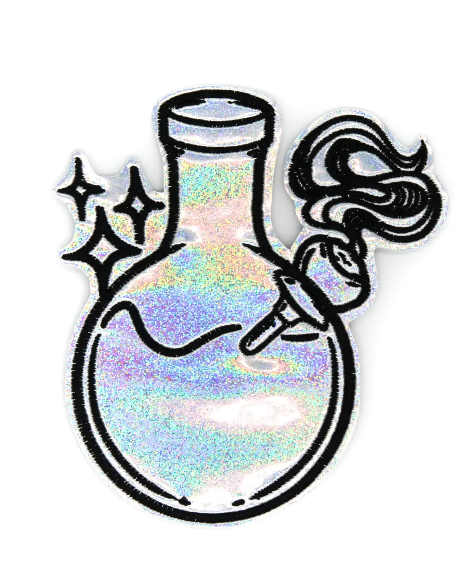Silver Glitter Holo Sparkling Bong Iron On Vinyl Patch