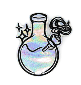 Silver Glitter Holo Sparkling Bong Iron On Vinyl Patch