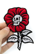 Skull Flower Iron On Embroidered Patch