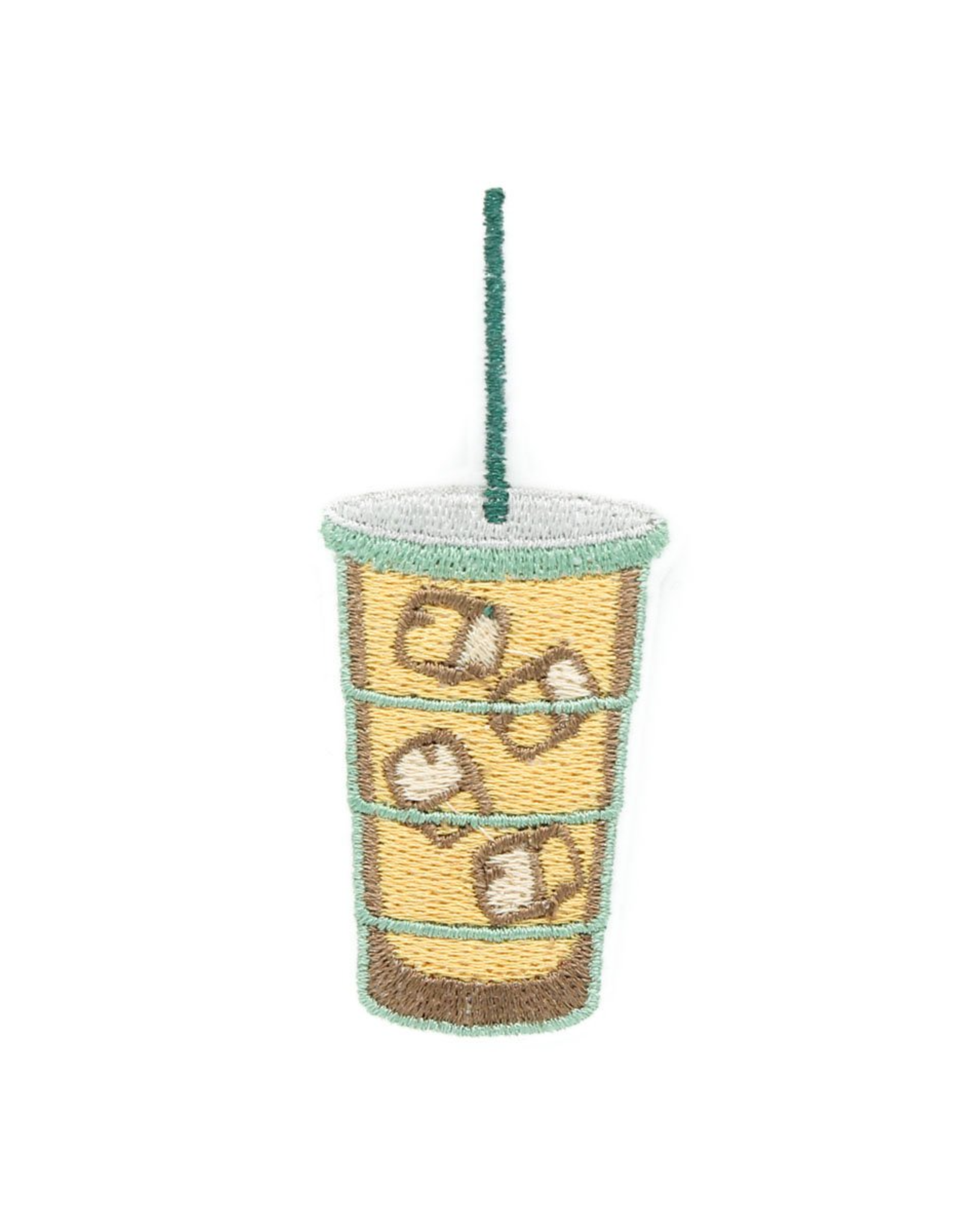 Small Iced Coffee Tumbler Iron On Embroidered Patch