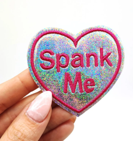 Spank Me Heart Holographic Glitter Vinyl Iron On Patch