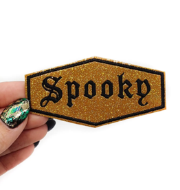 Spooky Gold and Black Glitter Vinyl Embroidered Patch