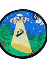 UFO Alien Cow Abduction Embroidered Iron On Patch