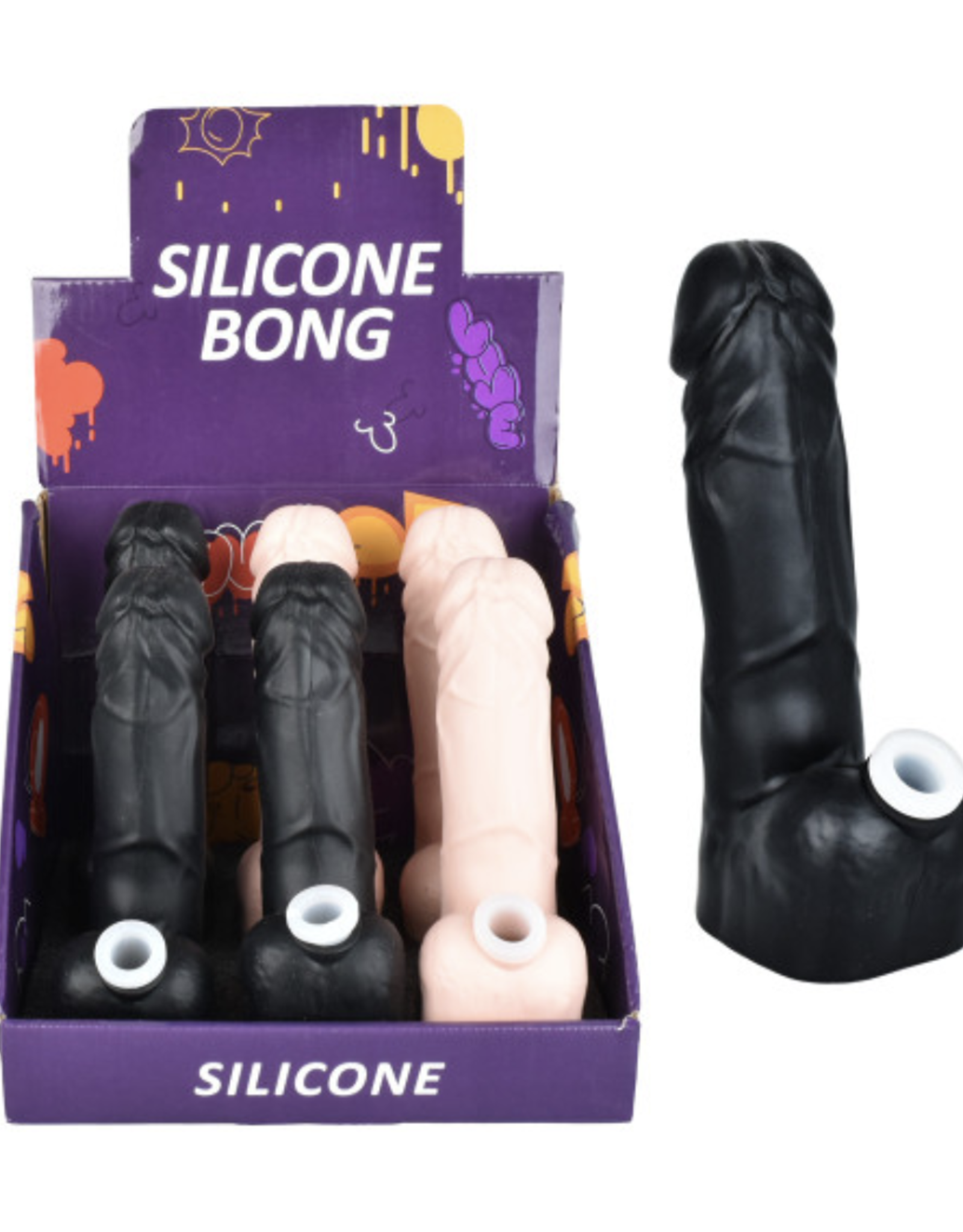 6.75" Ding-a-Ling Silicone Water Pipe - Tan or Black