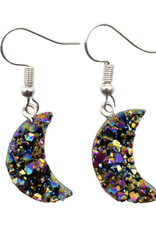 Titanium Aura Amethyst Moon Earrings Titanium Aura Amethyst Moon Earrings