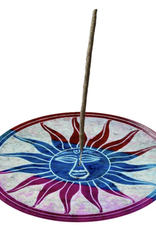 Rainbow Sun Round Soapstone Incense Burner
