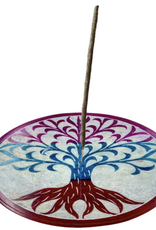 Rainbow Tree of Life Round Soapstone Incense Burner Rainbow Tree of Life Round Soapstone Incense Burner
