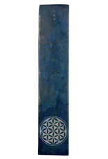 Teal Flower of Life Soapstone Incense Burner