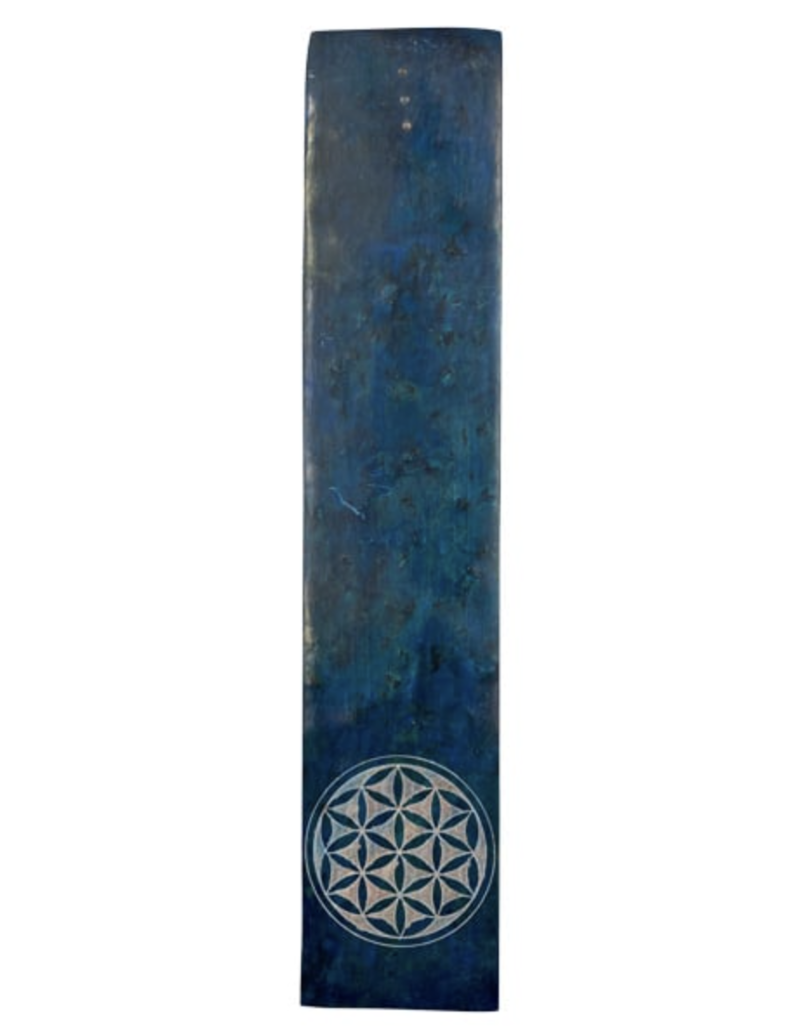Teal Flower of Life Soapstone Incense Burner