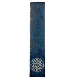 Teal Flower of Life Soapstone Incense Burner