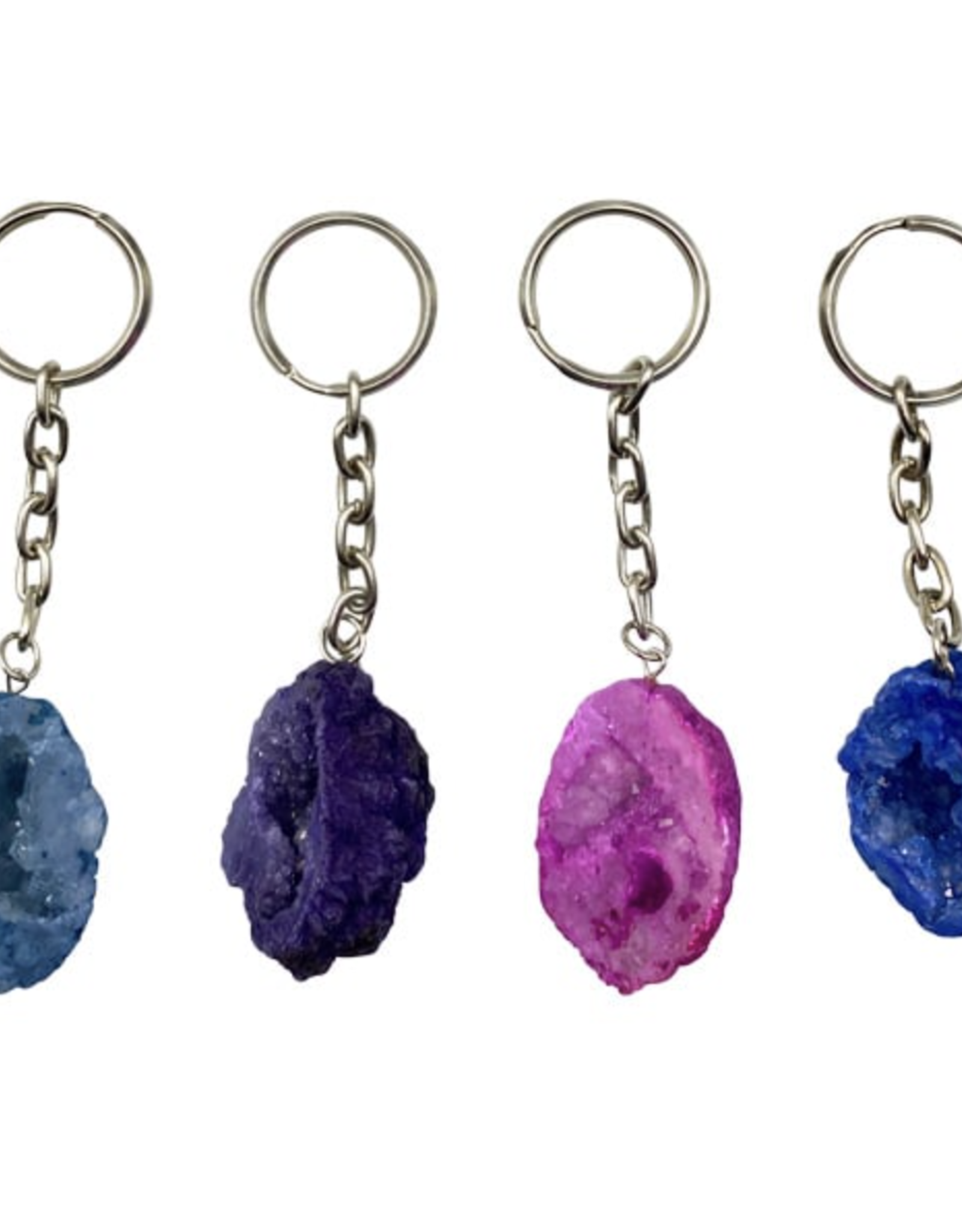 Rainbow Moroccan Geode Keychain