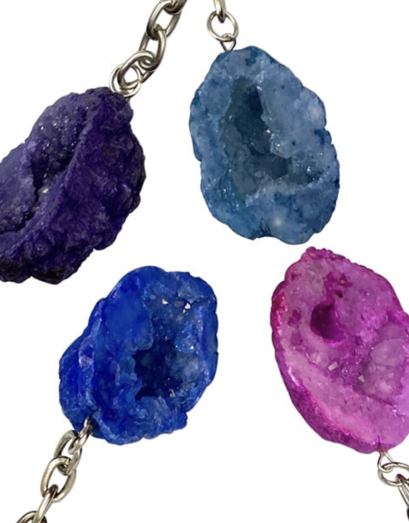 Rainbow Moroccan Geode Keychain