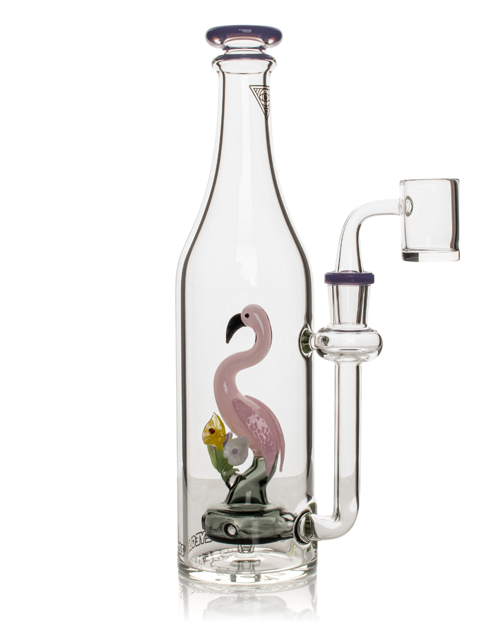 Red Eye Glass 9.5" Purple Slyme Flamingo Bottle Rig by Red Eye Glass